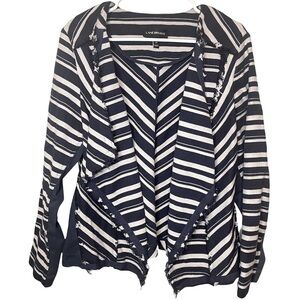 Lane Bryant Women's‎ Cardigan Open Front Cover Up Collared Striped Cream​​
